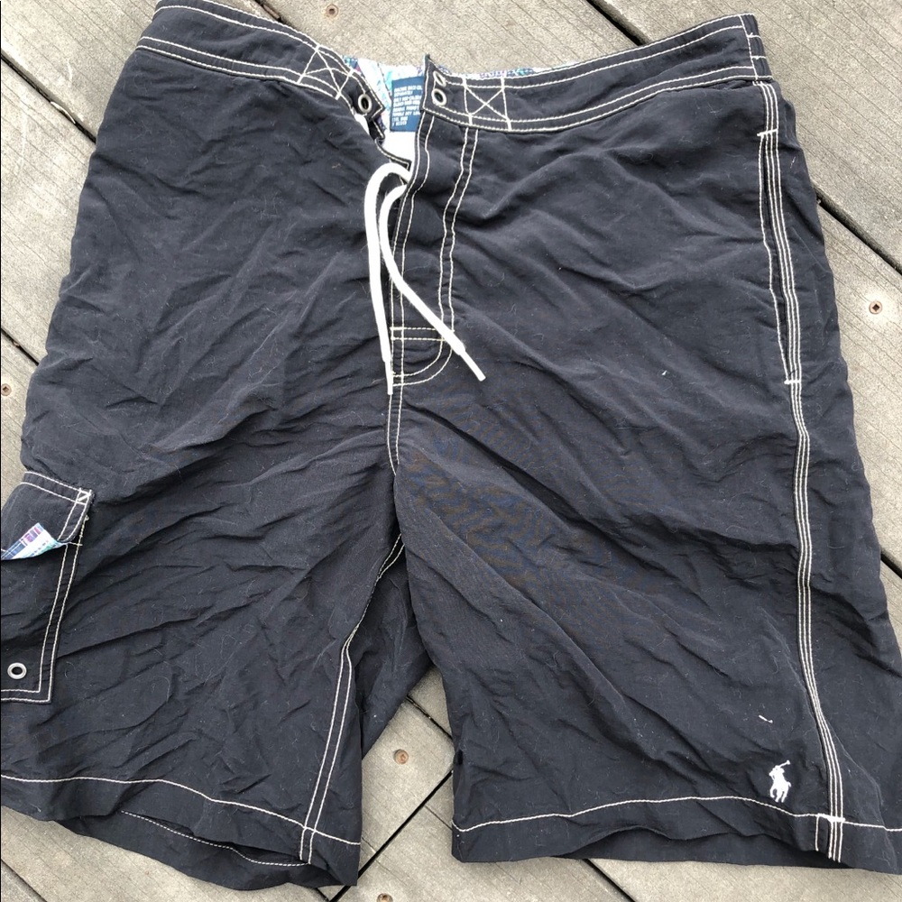 Black men’s polo swim trunks